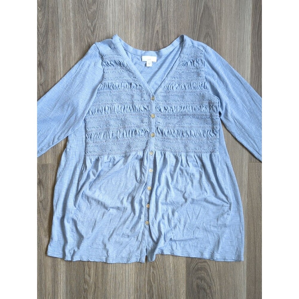 J.Jill Smocked Tunic Babydoll Top Size M